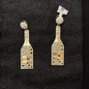 Gold and Silver Champagne Bottle Earrings